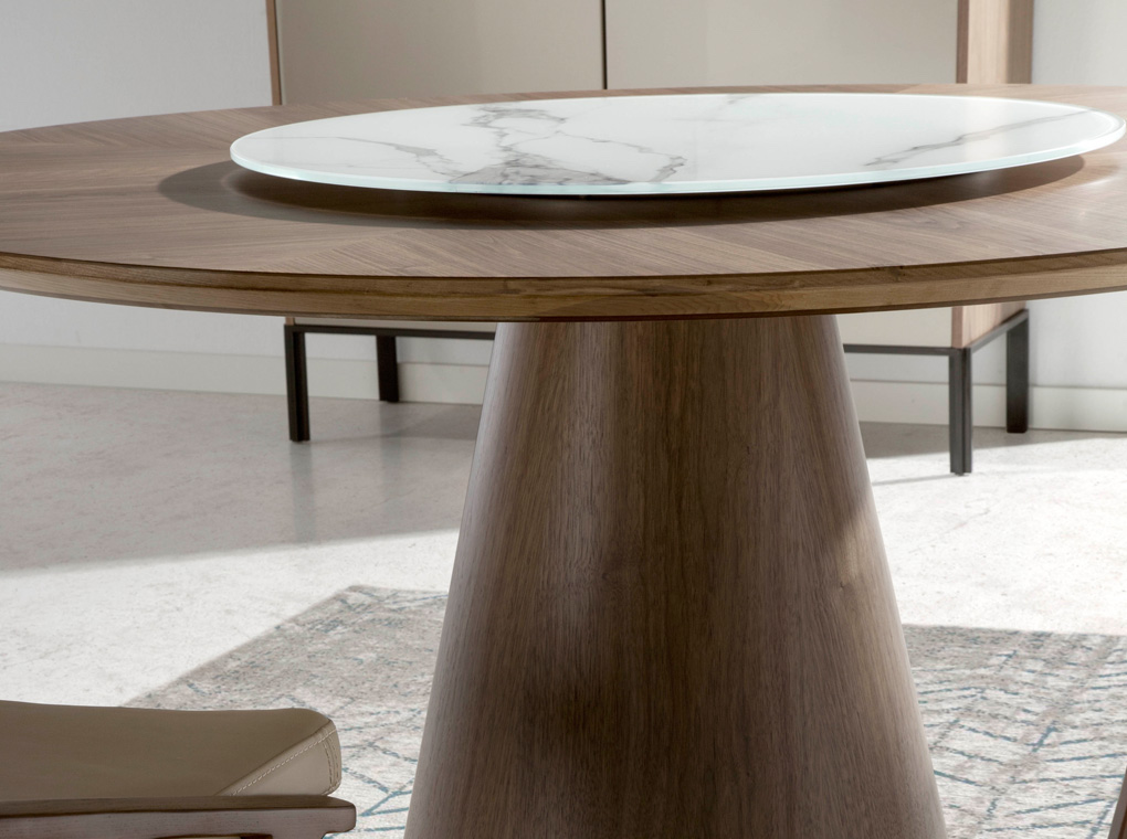 Обеденный стол круглый деревянный с мраморным Lazy Susan 135 см BRT1702-2 от Angel Cerda ANGEL CERDA  289045 Коричневый  - Вид №11