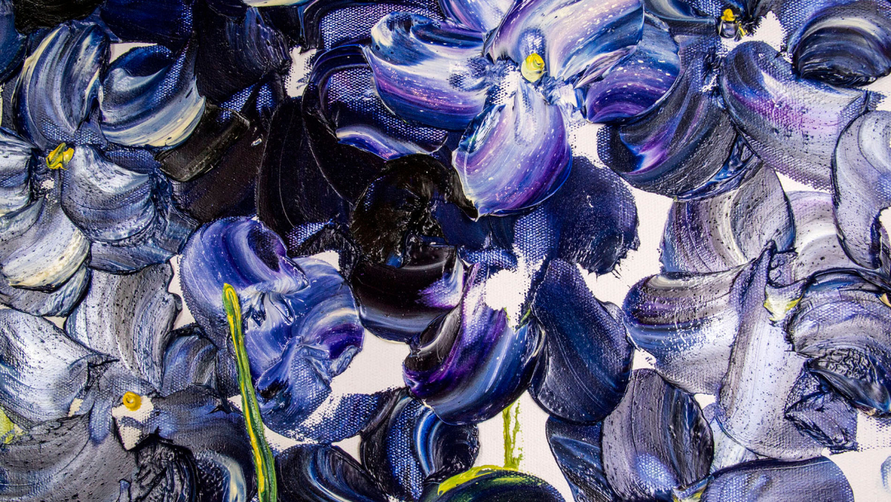 Картина на холсте 100х100 см "Синие орхидеи" EVENHOME КАРТИНЫ МАСЛОМ 130025 Бежевый;зеленый;синий;разноцветный  - Вид №2