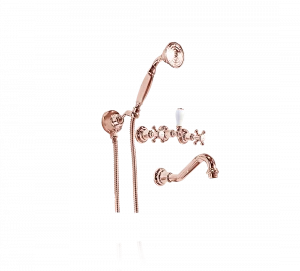 Gentry Home Смеситель для раковины мостик на 2 отверстия 200мм Mayfair Розовое золото GH101104