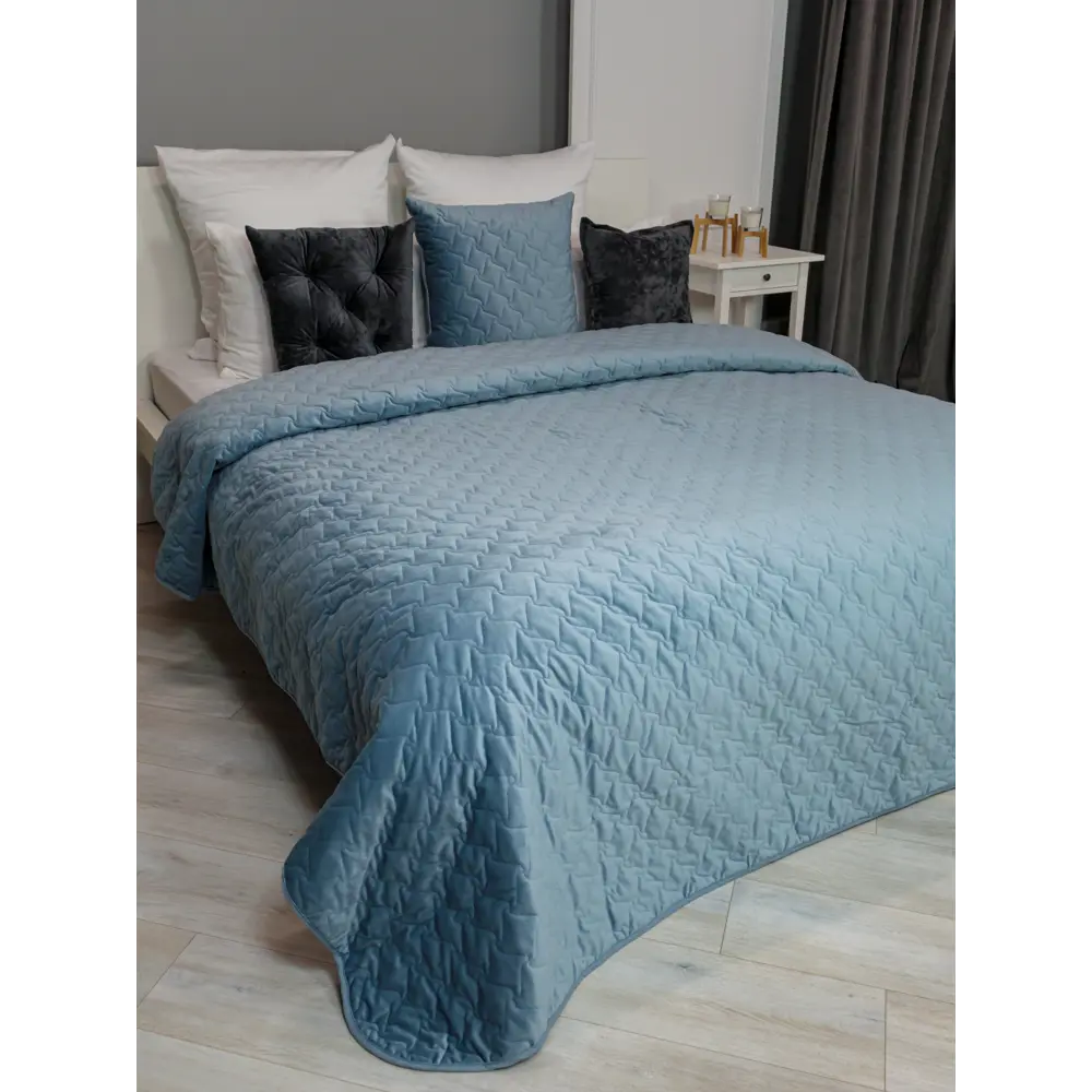 Покрывало Verona 220x240 см бархат цвет серо-голубой Fjord 4 Бельвита Нео-классика STLM-2121997 - Вид №5