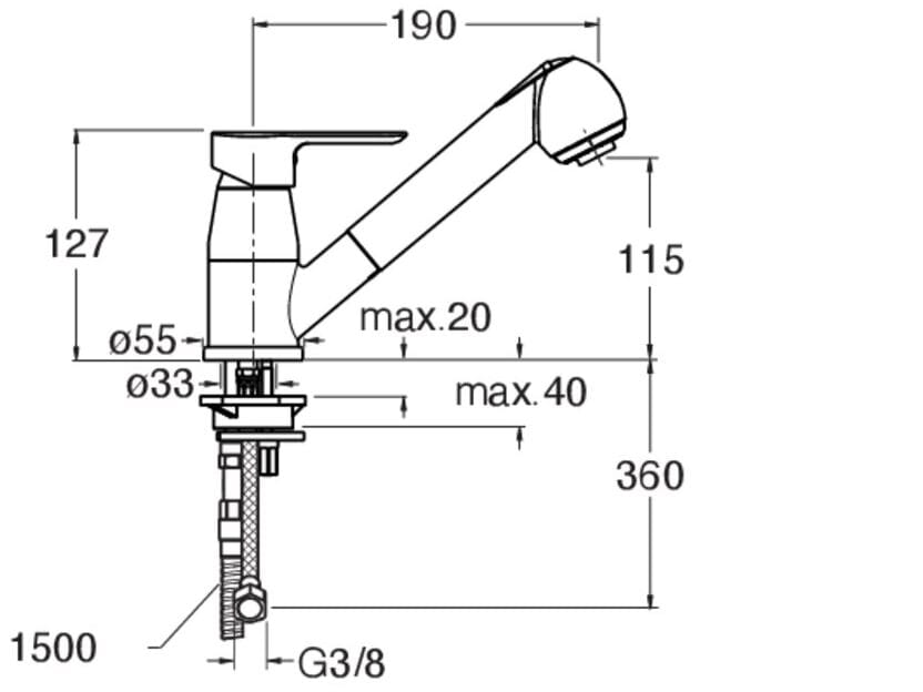 Профессиональный однорычажный смеситель для кухни с поворотным изливом CRISTINA Rubinetterie кухня-Professional Collection ARCH-00037511 - Вид №2