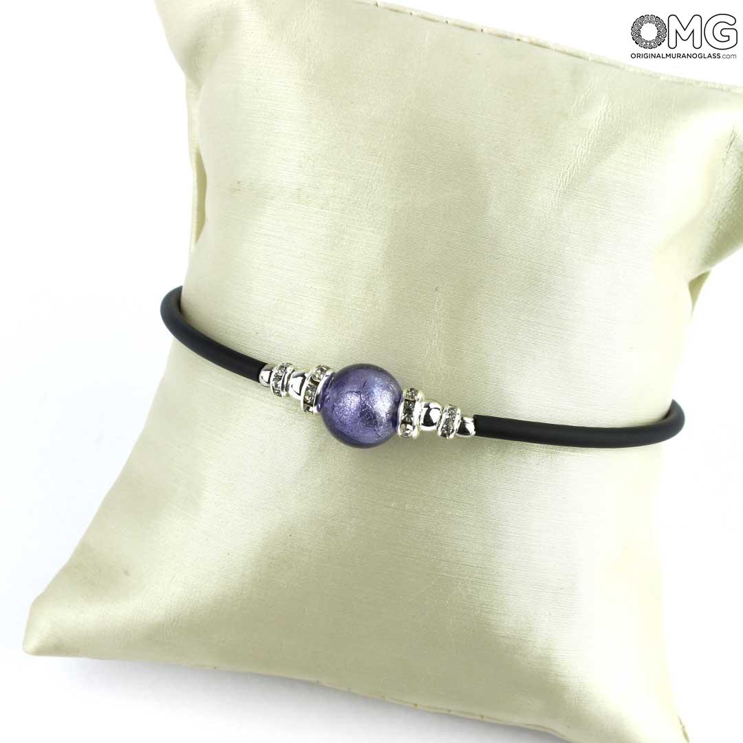 3719 ORIGINALMURANOGLASS Браслет Сиреневая Жемчужина - с серебром - муранское стекло OMG 18 см  - Вид №1