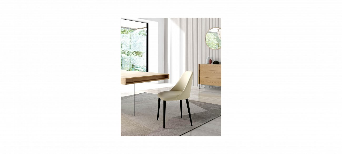 Мягкий стул кожаный кремовый CPMK125-CREMA от Angel Cerda ANGEL CERDA  241759 Бежевый  - Вид №4