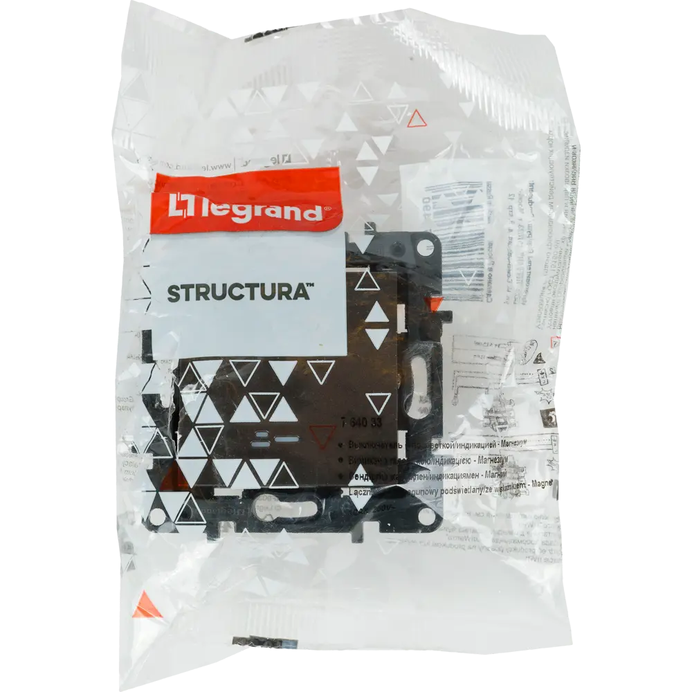 Выключатель одноклавишный с подсветкой/индикацией - Legrand Structura - 10А 250В безвинтовые зажимы - магнезиум 82064641 STLM-2082306 - Вид №6