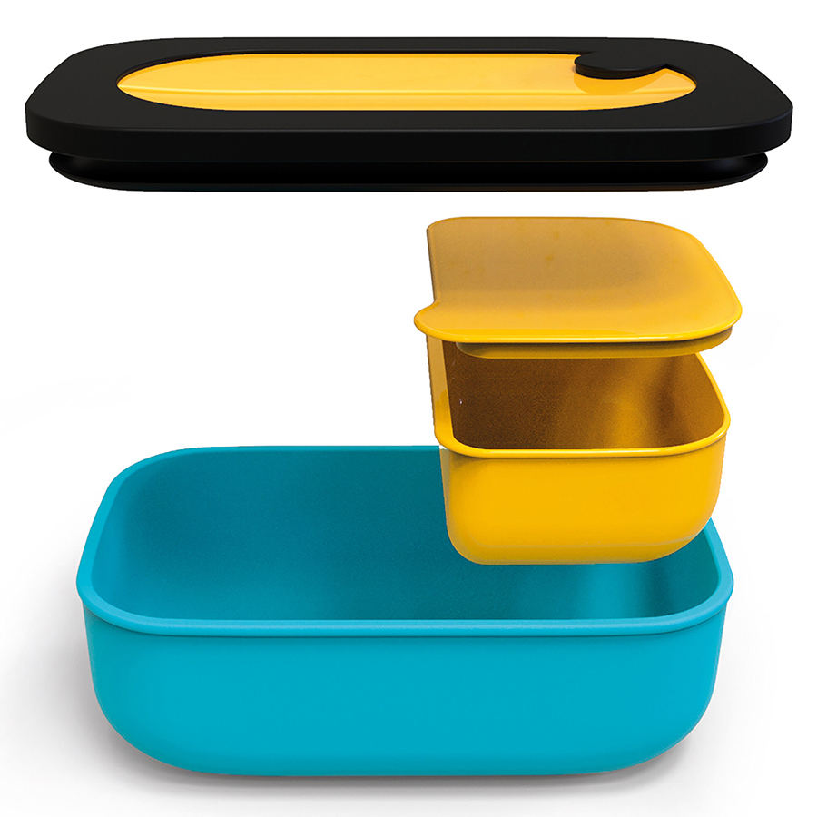 171100165 Ланч-бокc on the go, 900 мл, желтый-синий Guzzini  - Вид №4