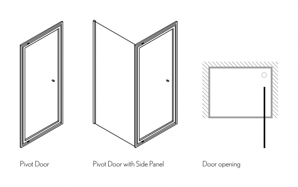 Дверь Infold 1000mm с боковым экраном 900mm Britton Burlington EIDSC1000, ESPSC0900  - Вид №4