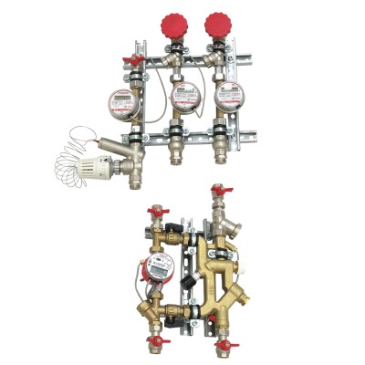 VT.NM.VPR.00.0.0 Квартирная станция для систем отопления и водоснабжения вертиального размещения с рециркуляцией ГВС и перепускным клапаном Valtec Без счетчиков 