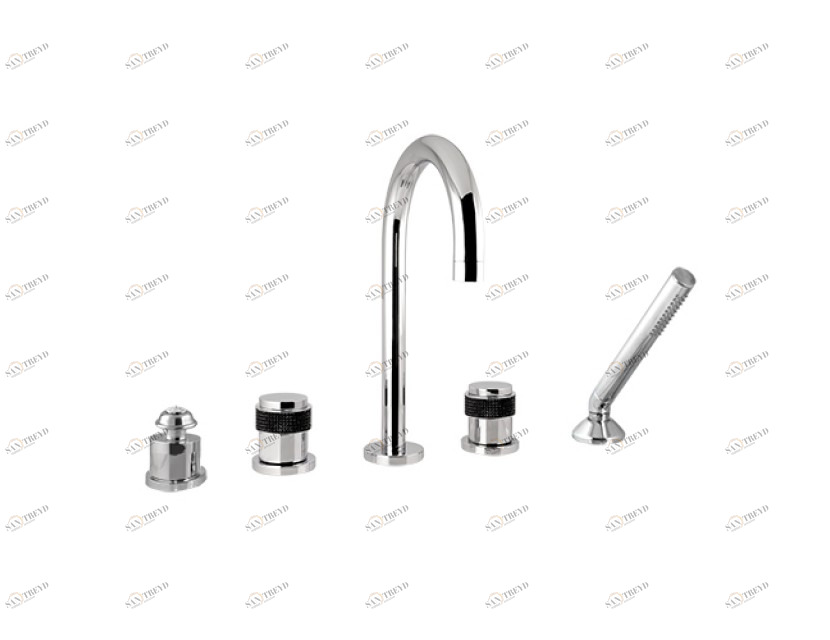 071416.HN0.00 Набор для ванны с пятью отверстиями и черным swarovski Золото 24К Mestre 