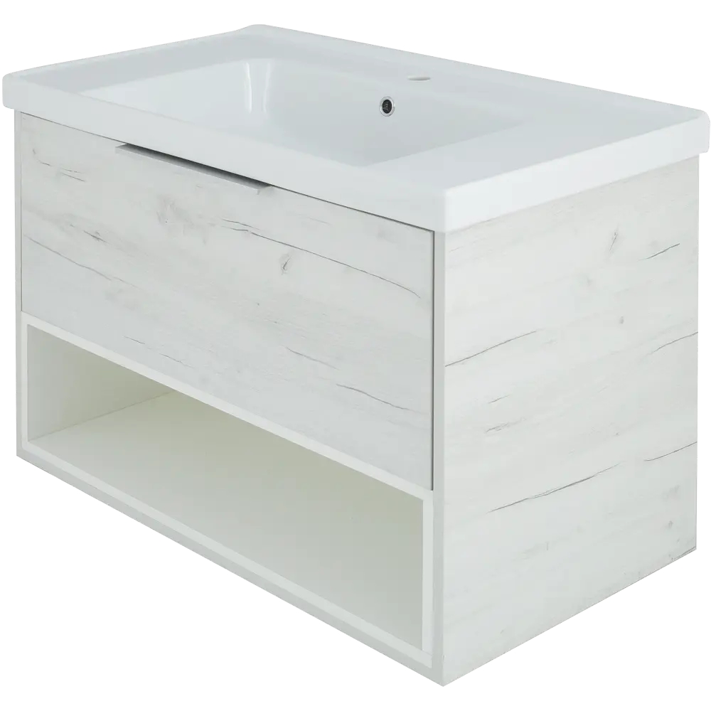 Тумба под раковину универсальная «Дана» 90 см, цвет дуб крафт белый SANFLOR STLM-2160335 - Вид №1