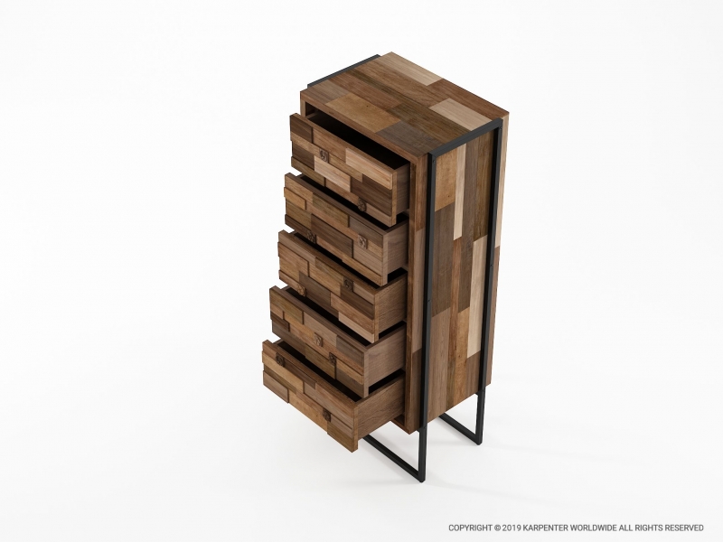 481_1181 Высокий комод с 5 ящиками Karpenter Carv'n in Black  - Вид №3