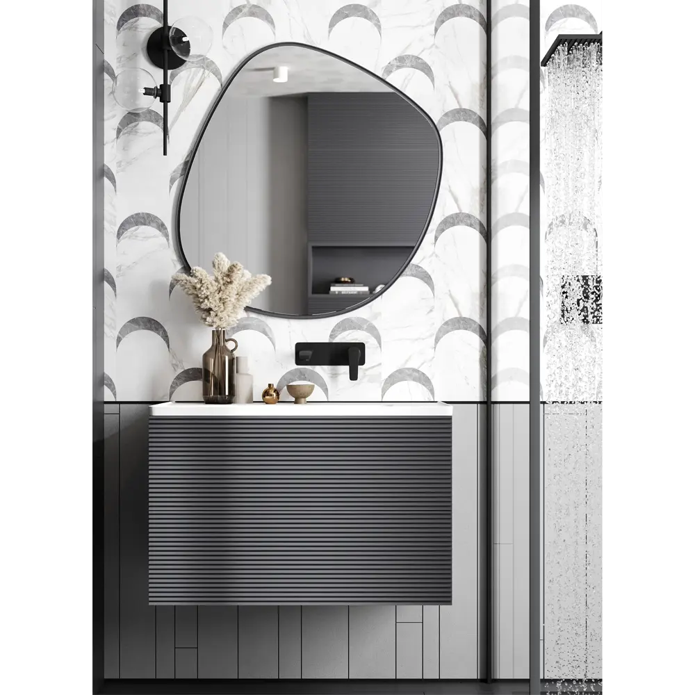 Зеркало для ванной Omega Glass Агат 80x83 см цвет серый STLM-2030793 - Вид №6
