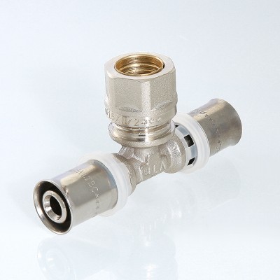 VTm.233.I.201516 Пресс-фитинг – тройник с переходом на обжимное соединение Valtec 20 x 15 x 16 мм  - Вид №7