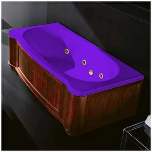 Ванна Gruppo treesse New Classic Young STD-V6747-SX-WO-FZ фиолетовая с золотой фурнитурой и гидромассажем прямоугольная левая деревянная панель орех