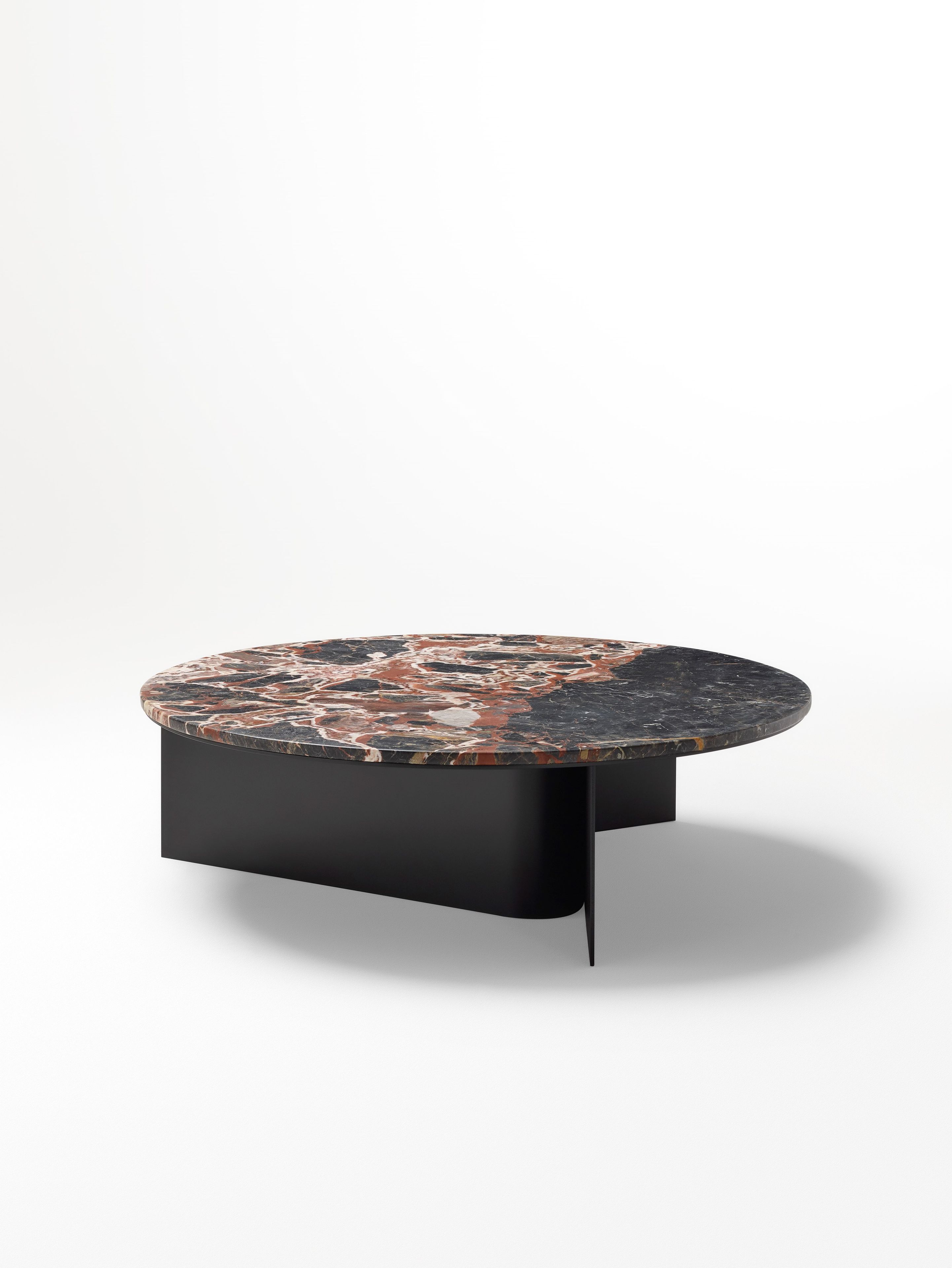 Алюминиевый низкий круглый журнальный столик с мраморной столешницей Ross Gardam ARCH-00054369 - Вид №1