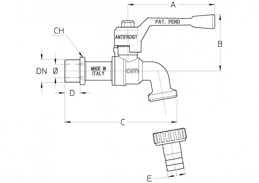 CIMBERIO CIM 34/1 12 Морозоустойчивый шаровой сливной кран CIM 34/1  - Вид №1