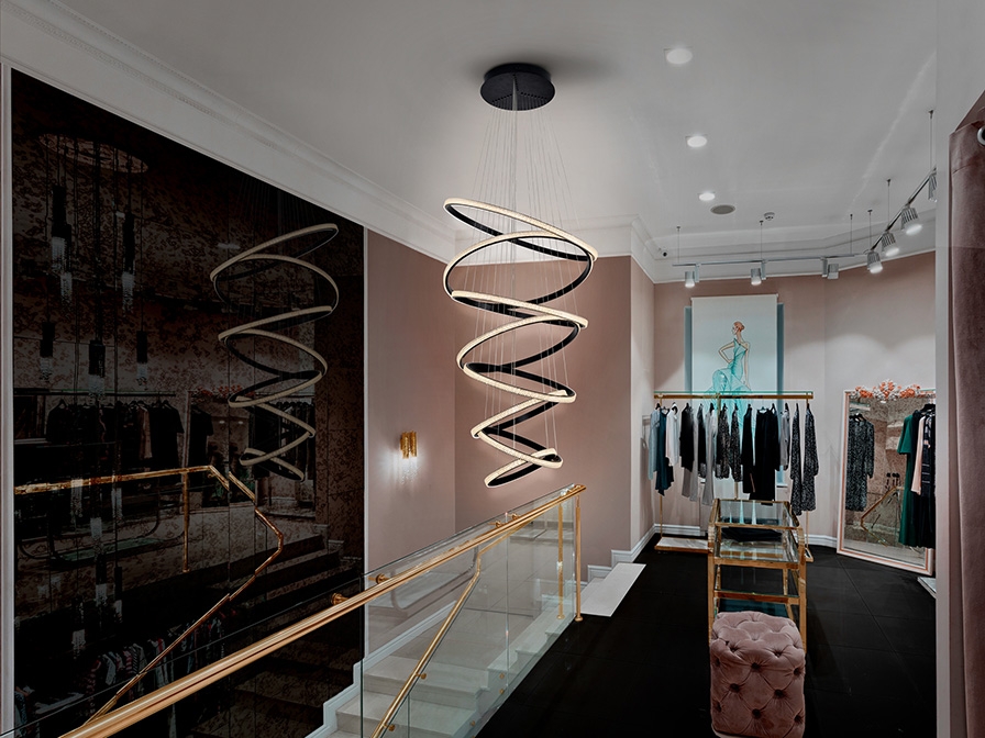 109099 Подвесной светильник 8 колец черный DIM BLUETOOTH 3000K Schuller Ring - Вид №2