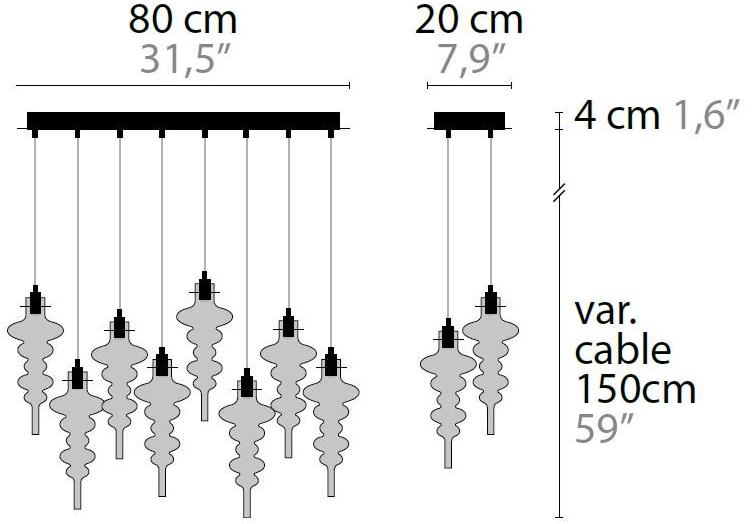 ILFARI Стеклянный подвесной светильник прямого света в современном стиле Reflexx 14370 - Вид №2