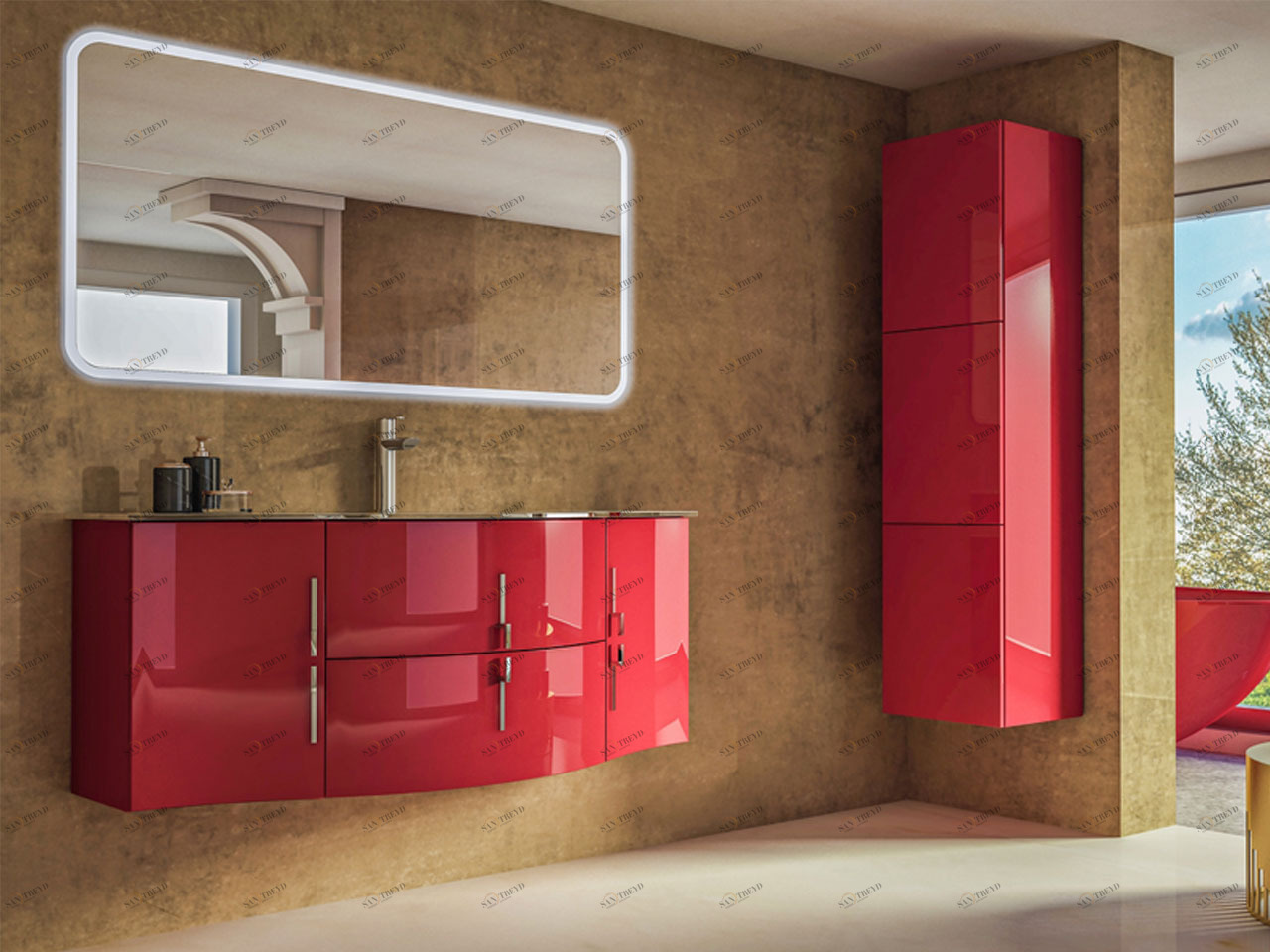 Мебель для ванной CEZARES STING 138 Rosso