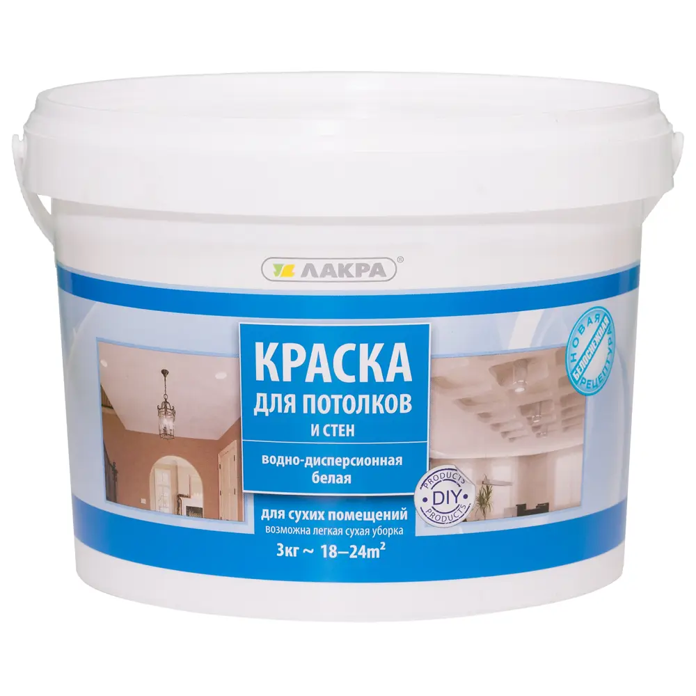 Краска водно-дисперсионная Лакра цвет белый 3 кг 12911135 STLM-2095307 