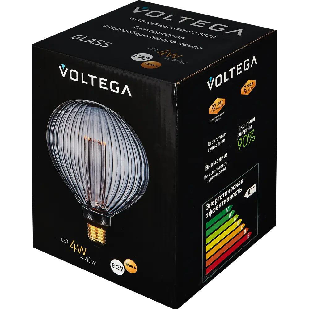 Лампочка декоративная G125T Вт дымчатая 4 Вт E27 8529 Voltega STLM-2063512 - Вид №4