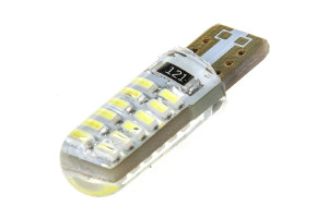 16126256 Автолампа диод T10, 12V, 24 SMD, диодов 1-контакт, без цоколя, белая, габариты, номер S08201112 SKYWAY