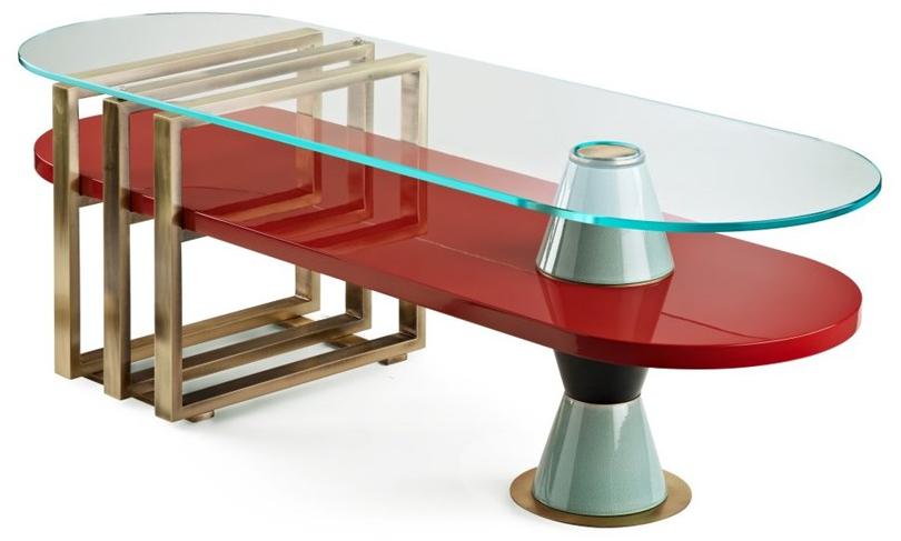 MARIONI Низкий лакированный журнальный столик из дерева Palm 02960 - Вид №1