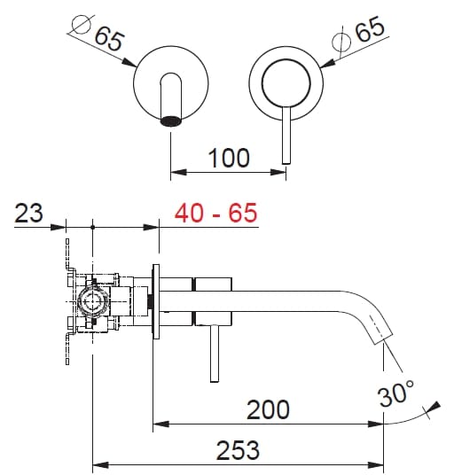 Настенный смеситель для раковины из нержавеющей стали с 2 отверстиями BEAMTECH Level ARCH-00023099 - Вид №4