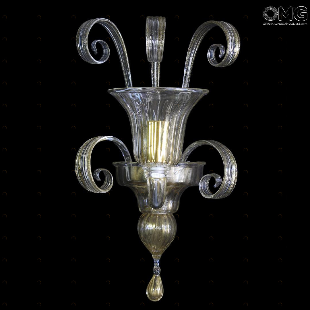 1271 ORIGINALMURANOGLASS Настенный светильник Бра Фоскари с золотом - Пастораль - муранское стекло OMG 25 см MODERNO