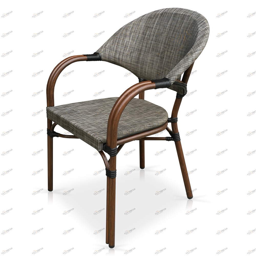 Кресло металлическое с обивкой из текстилена серое AFINA  240937 Коричневый 