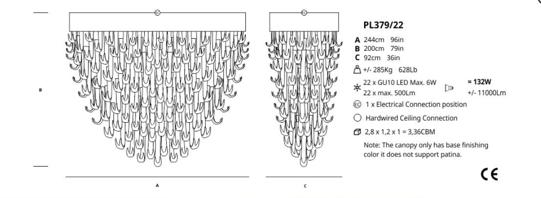 Serip Стеклянный потолочный светильник ручной работы Geyser Pl379/22 - Вид №4