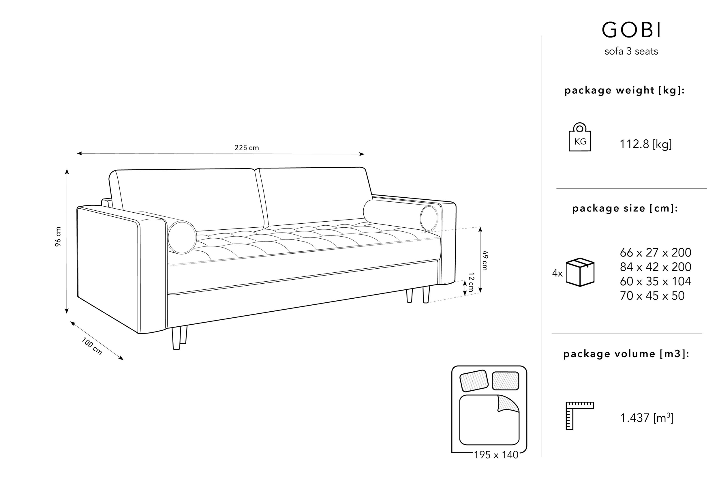 2000983247575 Диван раскладной Gobi SIKA DESIGN Gobi sofa Santreyd  - Вид №4