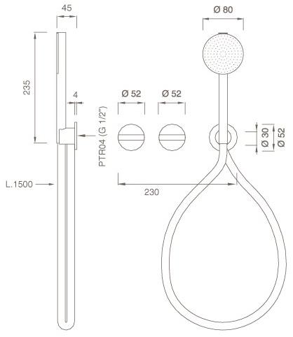Ceadesign Настенный комплект из 2 прогрессивных смесителей для ванны / душа Bar Bar 39 h - Вид №1