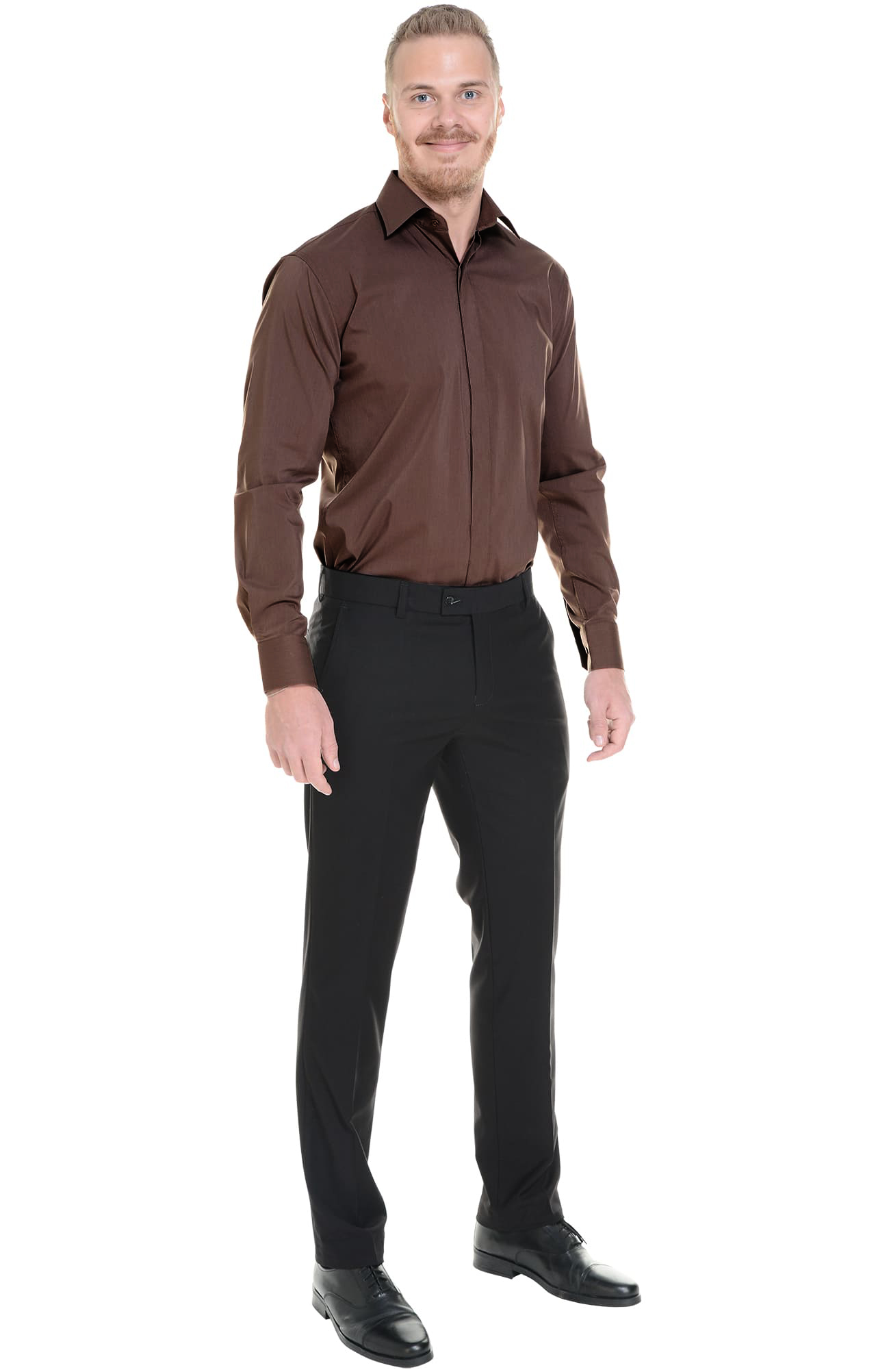 62446 Рубашка мужская  chocolate El-Risto  Корпоративная одежда  размер 38/170-176  - Вид №5