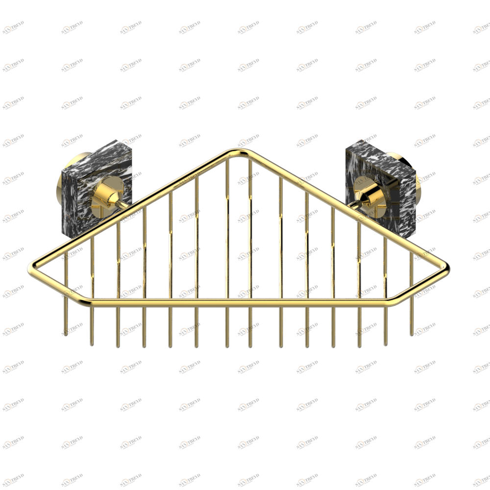 G3S-3623 Мыльница-сетка большая угловая с фланцами 200 x 200 мм Thg-paris Montaigne marbre Grand Antique с рукоятками Покрытие PVD золотистый цвет G3S-3623 CAT.F