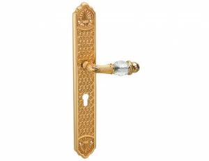 0A3041.85Y.30 Дверные ручки на пластинах с кристаллами сваровски и европрофилем 85мм Античная латунь