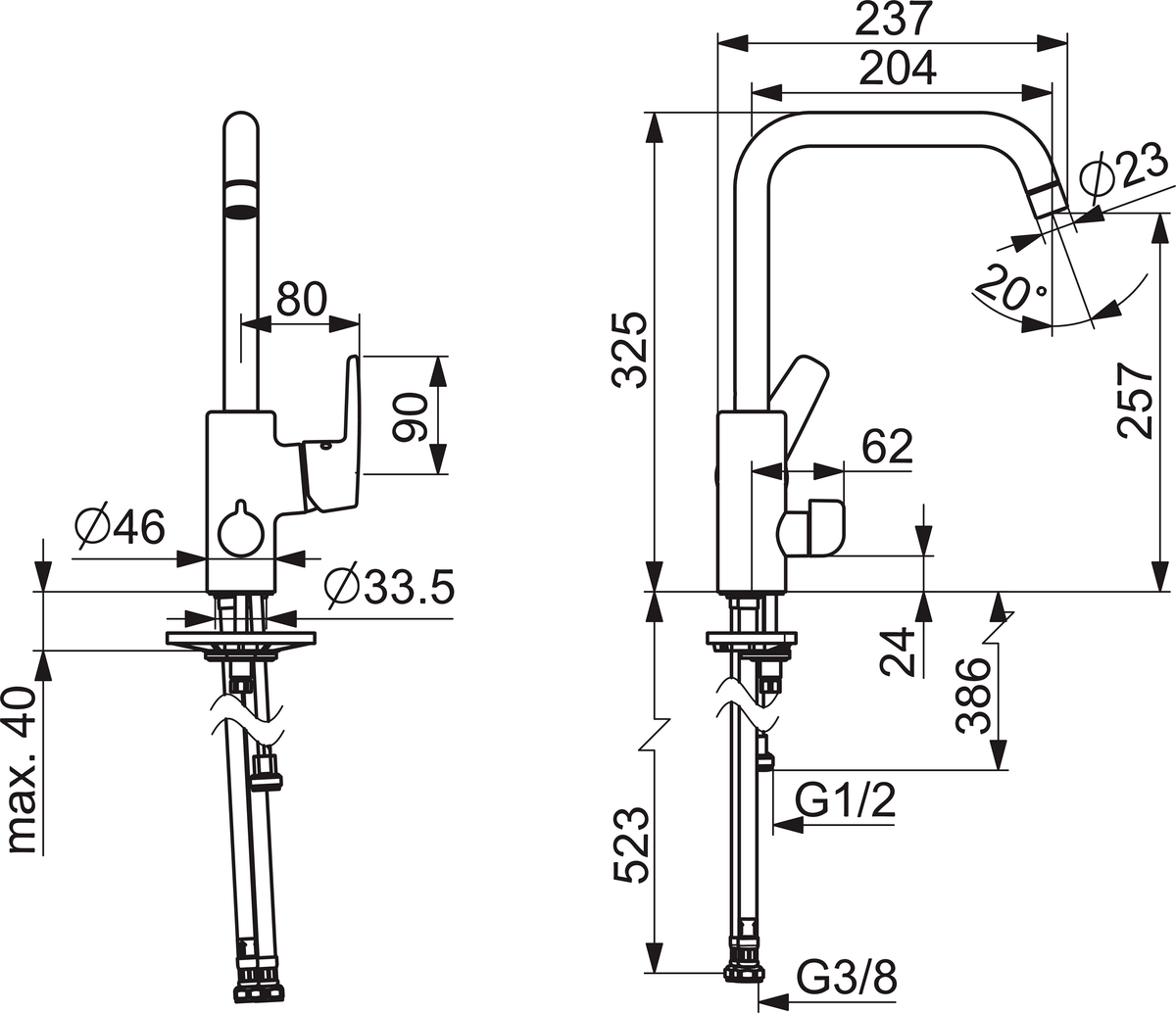 Oras 3936F Смеситель для кухни с клапаном 3936F Saga Хром  - Вид №4