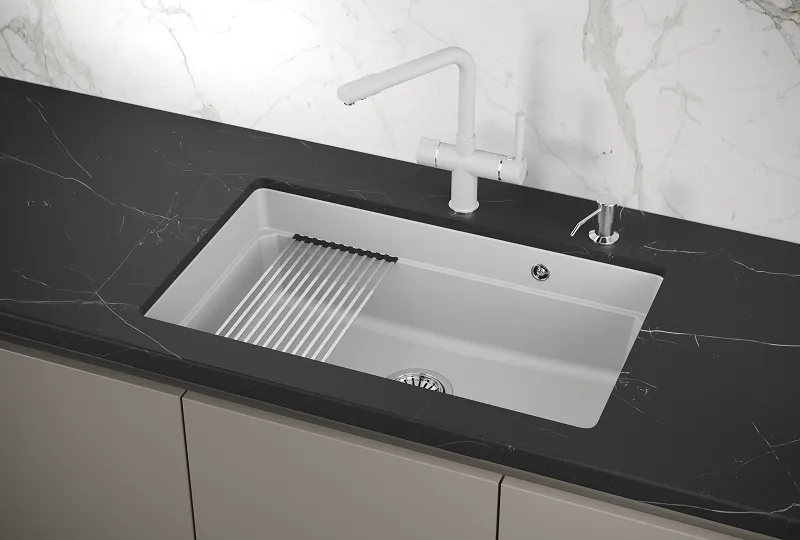 KS-7303U, АРКТИК (БЕЛЫЙ), кухонная мойка, кварц GRANULA Kitchen Space 7303U-ST336