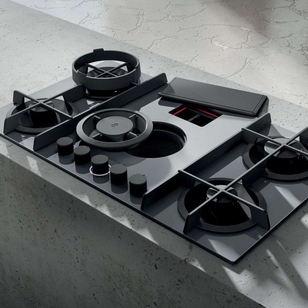 NIKOLATESLA FLAME BL/F/88-PRF0147741A Газовая варочные панели / газ, с вытяжкой, 900 м3/ч, черная Elica  - Вид №2