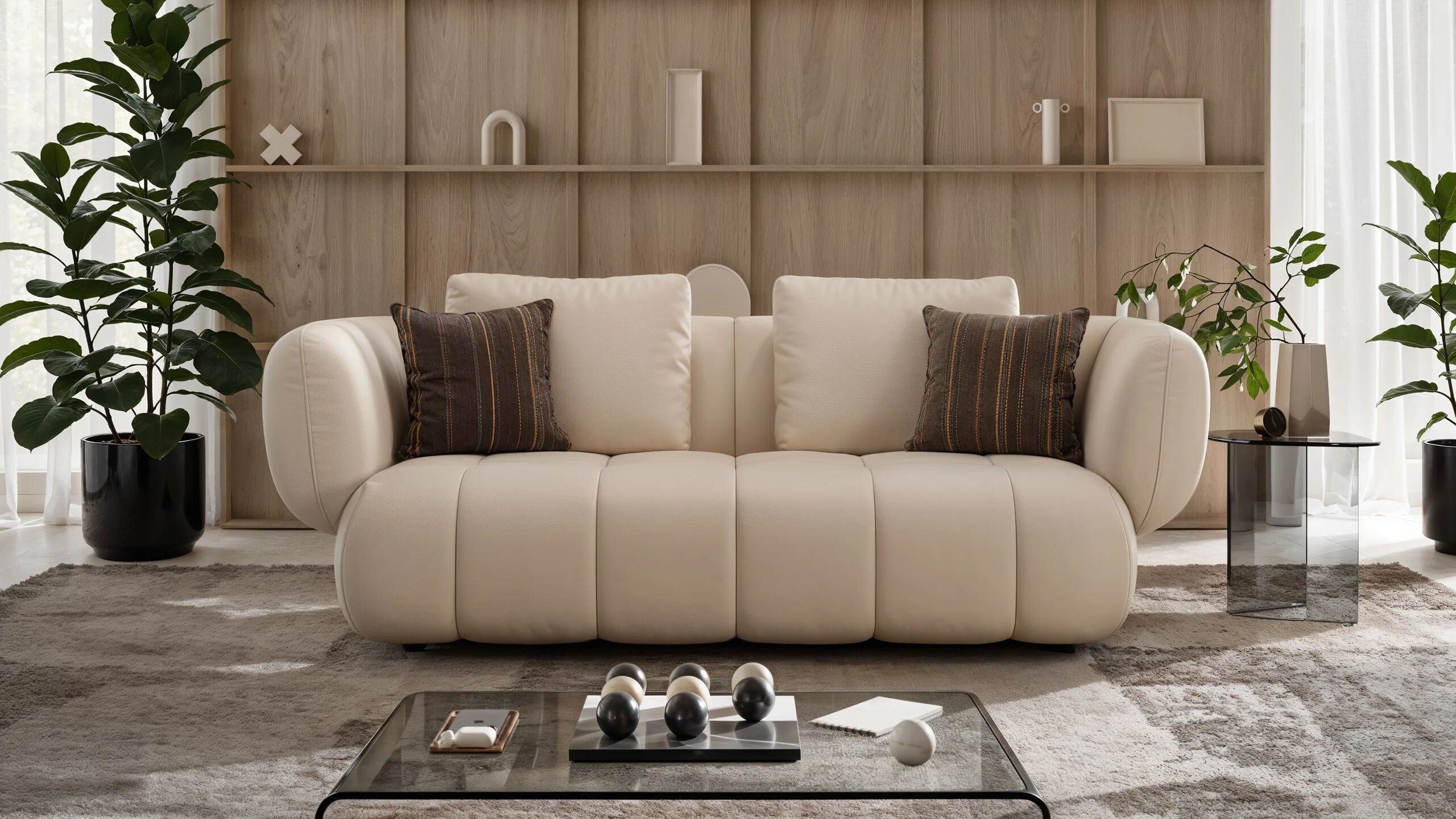 2-местный кожаный линейный диван Sofanella море ARCH-00108137 - Вид №8