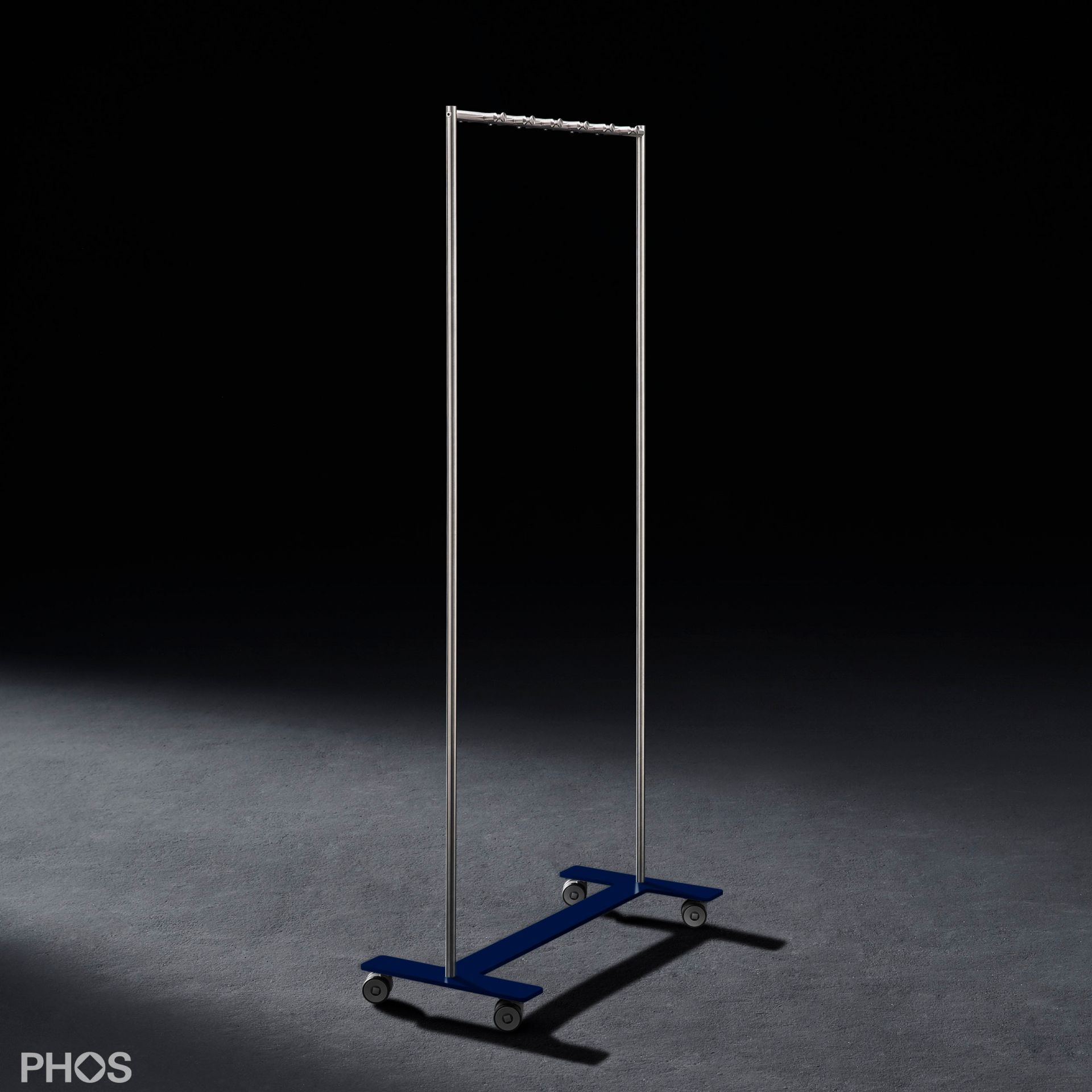 GWT2-BPB Шкаф на колесиках с 12 крючками для одежды, основание: синее. PHOS  - Вид №1