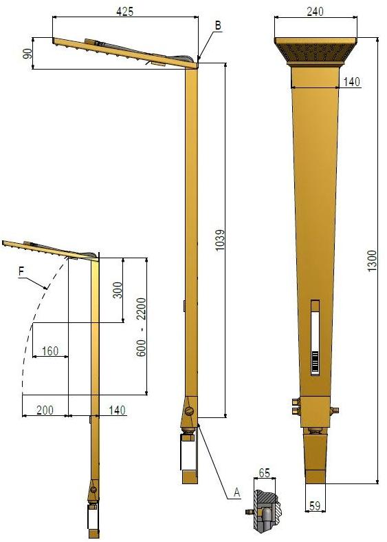 tender rain Настенная душевая стойка из латуни с душевой лейкой Sharp sun-id-1398319 - Вид №5
