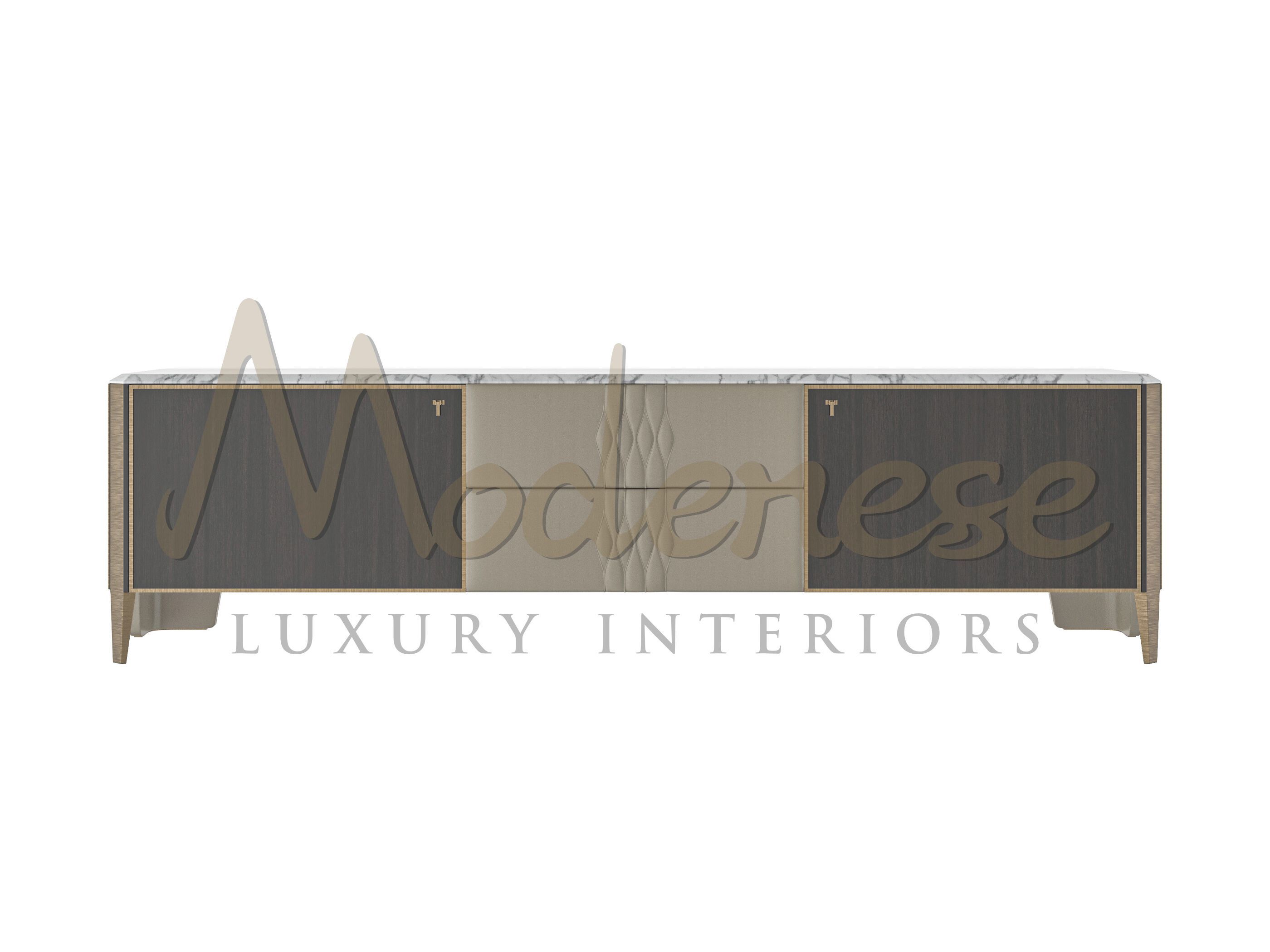 Шкаф для телевизора из бука и мрамора Calacatta с ящиками Modenese Luxury Interiors NOVA LUXE ARCH-00142330