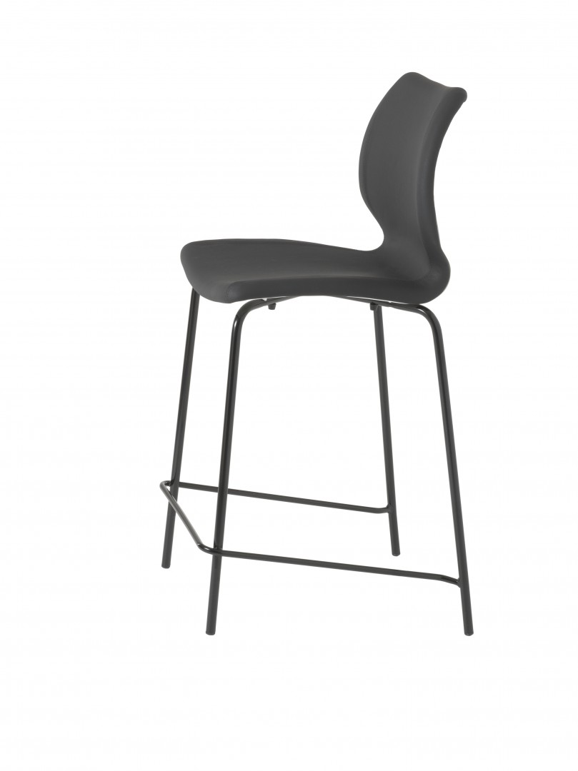 Uni 378B-M Барный стул со стальным каркасом, 4 ножки. Сиденье из полипропилена с обивкой. Et al. Uni