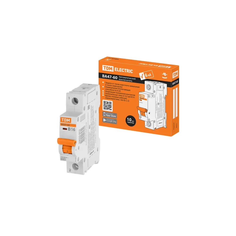 Автоматический выключатель TDM Electric ВА47-60 1Р B16 A 6 кА STLM-2046703