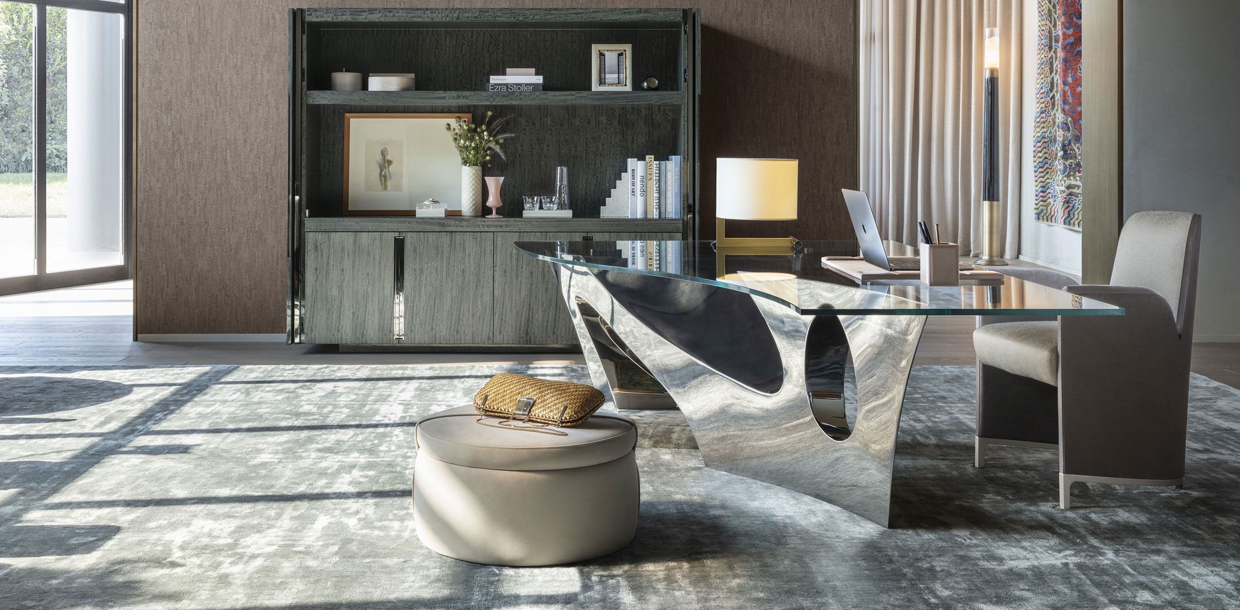 Круглый кожаный пуф OAK New York Suite ARCH-00030076 - Вид №1