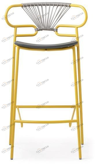 TrabA' Табурет из металла и полиуретана со спинкой Genoa 0049met-cross-pu