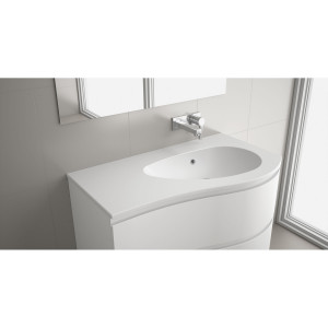 85908 SALGAR Раковина MAM 900 Емкость для хранения слева МАТОВАЯ БЕЛАЯ МИНЕРАЛЬНАЯ загрузка без сифона для бутылок и отходов без крана 910 x 16 x 510 мм