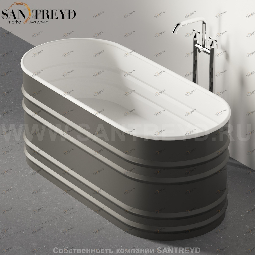 Ванна свободностоящая VIEQUES XS стальная графитовая Agape AVAS0912ZG