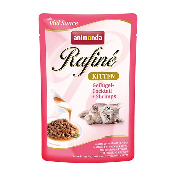 Т0055684 Корм для котят Rafin Soupe коктейль из птицы с креветками конс. 100г Animonda 