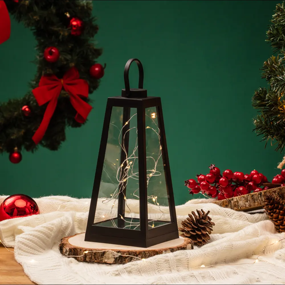 89380288 Электрогирлянда - фигура Фонарь с росой для дома 20 ламп 24 см черный STLM-1340925 Santreyd 